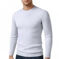 thumbnail image 2 of Hrsba Men's Crewneck Sweater, Men's Crew Neck Sweater Solid Color Long Sleeve Elastic Knitted Warm Fall Tops for Men, 2 of 3