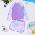 thumbnail image 6 of Girls Rash Guard Two Piece Swimsuit - Long Sleeve Bathing Suit with UPF 50+ Sun Protection Full Length Pants Scale Print Swimwear for Kids Ages 3-8(Purple2/5Y), 6 of 9