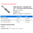 thumbnail image 2 of Tailgate Strut Set 2 - Compatible with 1991 - 1992 Pontiac Firebird Convertible, 2 of 2