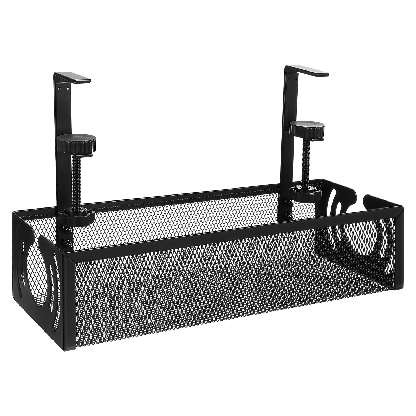 WEUVEB Black Clamp-On Under-Desk Cable Organizer Tray, No Drill Installation, Office Desk Wire Management Set