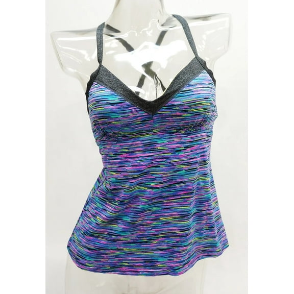 Tek Gear Multi-Color Open Back Tankini Top Swimwear Women's Small