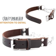 Mighty Paw Leather Dog Training Collar, Martingale Dog Collar with Stainless Steel Chain, Small
