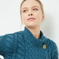 thumbnail image 2 of Aran Woollen Mills Women’s Luxury 3 Button Wool Sweater – Blue, Medium, 2 of 6