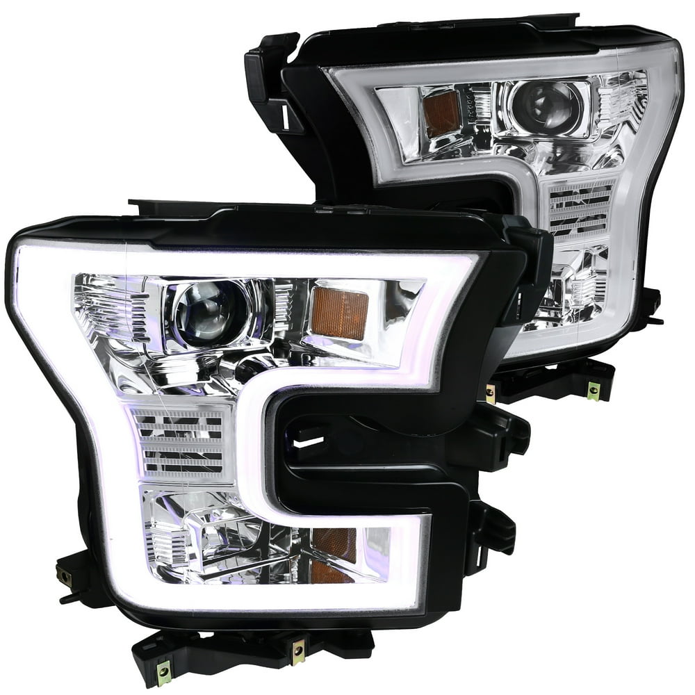 SpecD Tuning Chrome Clear Projector Headlights + Led Bar for 20152017