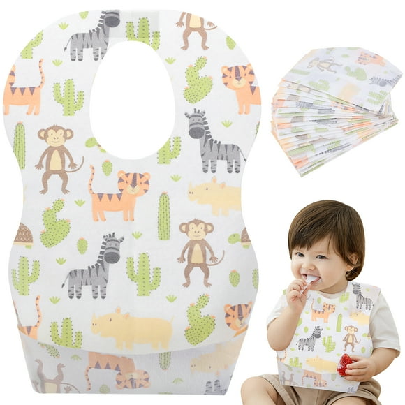 20pcs desechable impermeable babero ajustable cinta mágica lindo comedor baberos para bebé recién nacido