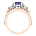 thumbnail image 4 of 3.06 ct Brilliant Round Cut Tanzanite 18K Rose/White Gold Solitaire with Accents Engagement Bridal Wedding Ring Band Set size 8, 4 of 7