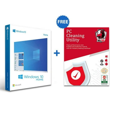 Microsoft Windows 10 Home with Free BullZIGA PC Cleaning Utility 1-Year | 1-Device (Windows/Mac OS/Android/iOS)