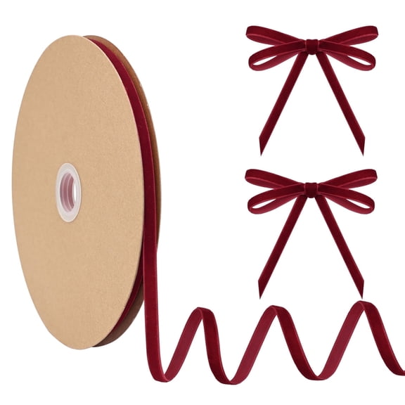 LoomJoyz 1/4 inch x 25 Yards Velvet Ribbon, Vintage Style Maroon, for gift wrapping, wedding decorations, and DIY hair accessories