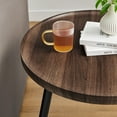 thumbnail image 3 of Danya B. 21.8" x 23.5" x 23.5" Paxton Raised Lip Edge Side Table with Modern Black Metal Taper Legs - Round - Walnut and Black, 3 of 11