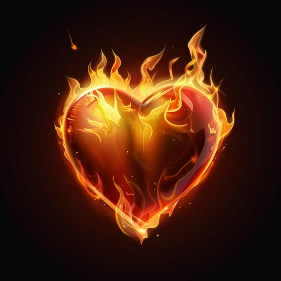 Heart-shape in Fire 5D Diamond Art Painting by Number Kits for Adults DIY Paint with Full Drill Round Diamond Gems Painting Art Craft for Home Wall Decor 13.8x13.8in(3)