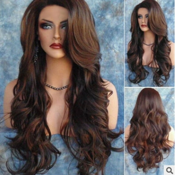 DOPI Wigs for Women Human Hair,Long Curly Wavy Lace Front Wigs Human Hair Natural Color