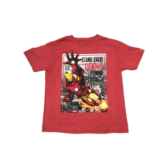 Iron Man Boys Red Genius Super Hero T-Shirt Tee Shirt 10/12