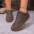 thumbnail image 2 of Sneakers for Women Lace up Classic Retro Trainers Tennis Shoes Trendy Splice Suede Flat Walking Shoes Casual Nonslip Footwear Brown Size 9.5, 2 of 6