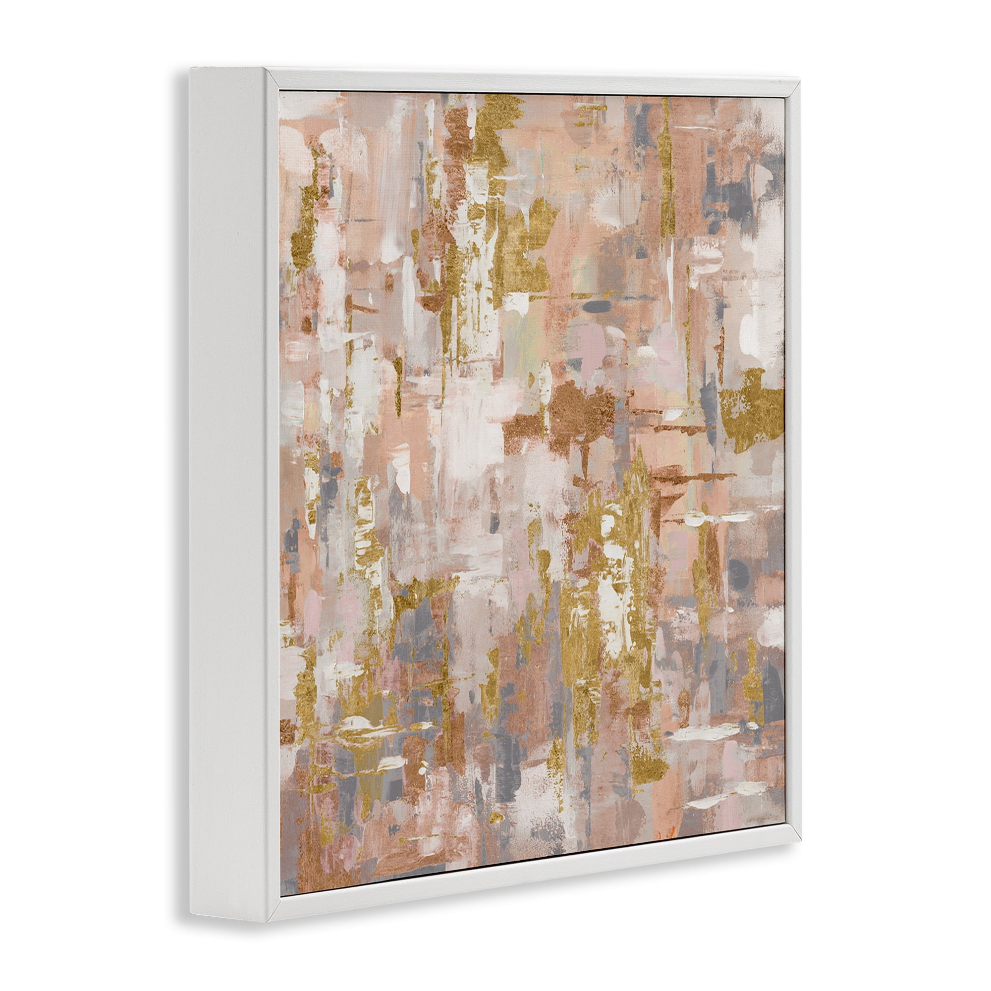 Stupell Industries Abstract with Paint Streaks Abstract Painting White Framed Art Print Wall Art, 12 x 12