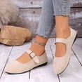 thumbnail image 2 of Xucatan Women's Fashionable Mary Jane Flats with Suede-Like Finish, Round Toe Slip-On Loafers with Adjustable Metal-Buckle Strap, Cushioned Insole Comfortable Flat Shoes Flats Gift, 2 of 9