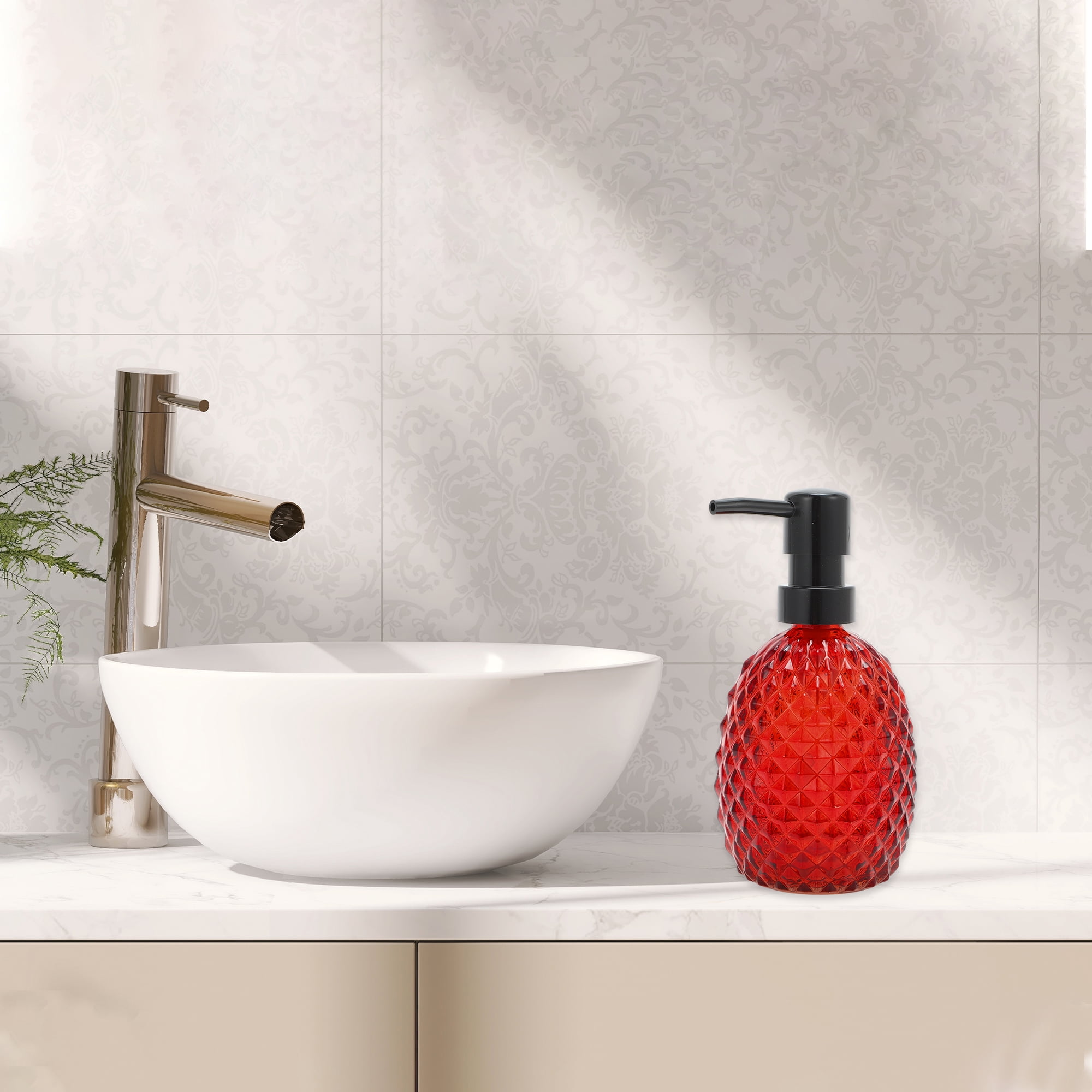 Unique Bargains 1 Pc Pineapple-shaped Soap Dispenser 11.84oz Red Black