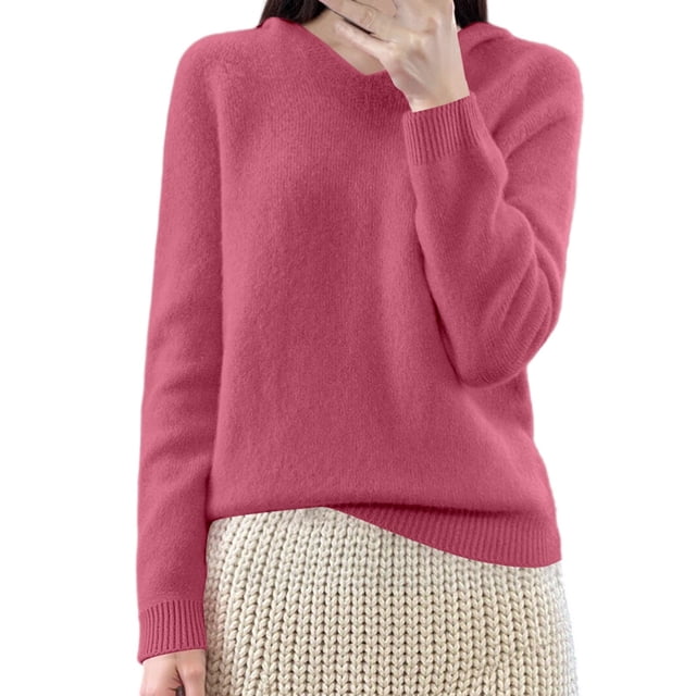 Chandail à Capuchon Surdimensionné pour Femme - Tricot Doux à Col Rond, Manches Longues, Haut d'Hiver Douillet et Chaud, Décontracté et Confortable pour le Quotidien