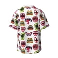 thumbnail image 2 of Xecao offers the Halloween Mouth for Men's Casual Short-sleeved Shirt, a button-up collared shirt with a pocket, perfect for beach vacations and yacht travel in the Small size., 2 of 7