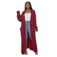 thumbnail image 1 of Women's Loose Knit Cardigan Lazy Pocket Long Twisted Sweater Jacket, 1 of 5
