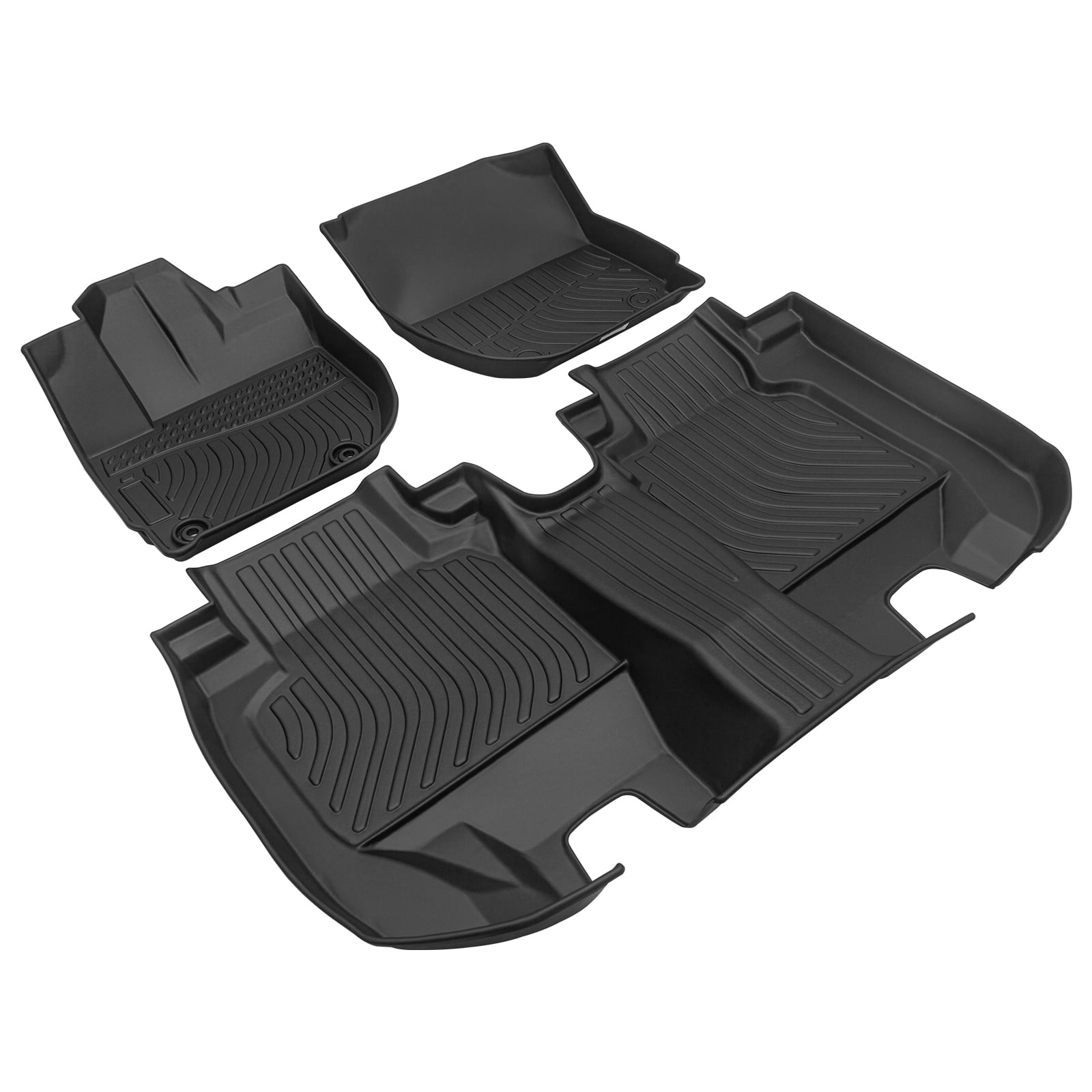 All-Weather Rubber Floor , Black Car Floor Liners for Interior Protection-Car Floor Mats, All-Weather TPE Rubber Floor Mats Black