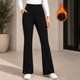 thumbnail image 5 of MOONDU Women's Fleece Lined Flare Leggings with Pockets High Waisted Thermal Warm Bootcut Yoga Pants Winter Casual Trousers 8 Colors S-XXL, 5 of 9