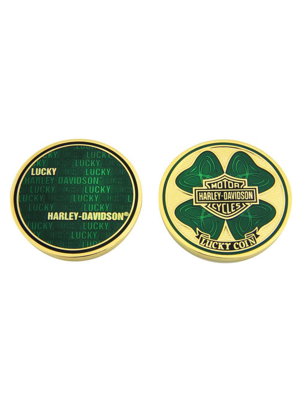 HarleyDavidson Bar & Shield Shamrock Lucky Challenge Coin, 1.75 in