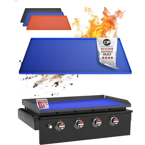 KITCHEN PERFECTION 17 Silicone Griddle Mat, 17 Inch Blackstone Griddle Cover – A Must Have Blackstone Griddle Accessories, Full Year Griddle Protection from Rust & Dirt - Heavy Duty & Food Grade