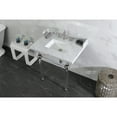 thumbnail image 2 of Kingston Brass LMS3030MASQ8 Pemberton 30" Carrara Marble Console Sink with Acrylic Legs (8-Inch, 3-Hole), Carrara Marble White/Brushed Nickel, 2 of 8