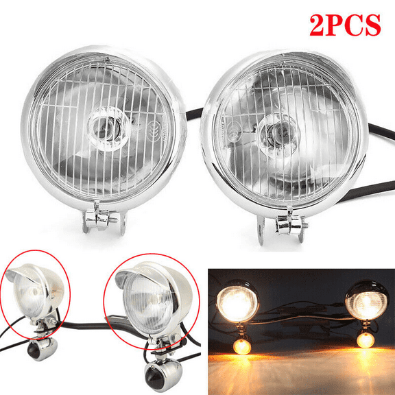 2pcs Bullet Visor Fog Passing Headlight For Yamaha V Star 650 950 1100 Custom Classic