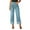 Light Blue, variant on WTOBBY Women's Stretch Denim Straight Leg Rolled Edge Jeans with Pockets, Fashionable Solid Color Casual Trousers, Comfortable Fit with Functional Design,Dark Blue L