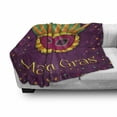 thumbnail image 3 of Mardi Gras Soft Flannel Fleece Throw Blanket, Festival Design on Purple Backdrop with Stars and Colorful Dots, Cozy Plush for Indoor and Outdoor Use, 50" x 70", Purple Orange Green, by Ambesonne, 3 of 6