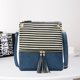 thumbnail image 4 of Bolso bandolera de PU con costuras a rayas blancas y negras Azul, 4 of 5