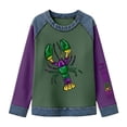 thumbnail image 4 of Tweang Mardi Gras Outfits For Women Denim Patchwork Loose Casual Pullover Tops Champagne Bottle And Floral Print Sweatshirt A1 White S-3XL, 4 of 4
