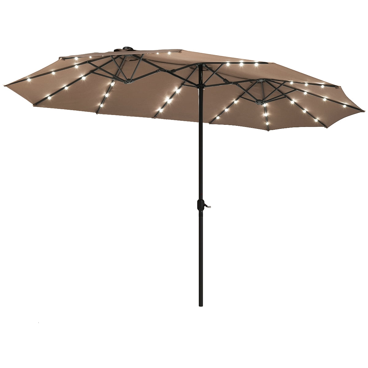 Gymax 15Ft Solar LED Patio Outdoor DoubleSided Umbrella w/ 36 Lights