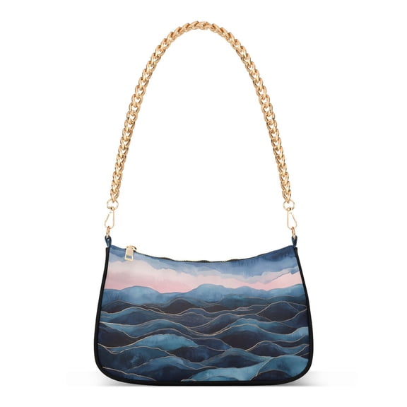 FORMRS Womens Shoulder Bag with Chain Strap Clutch Purse Cute Tote Handbag, Ocean Waves