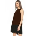 thumbnail image 2 of eloria Women's Georgette Boat Neck Pleated Sleevless Tunic Casual Midi Dress, Color : Dark Brown | Size : XXL, 2 of 6