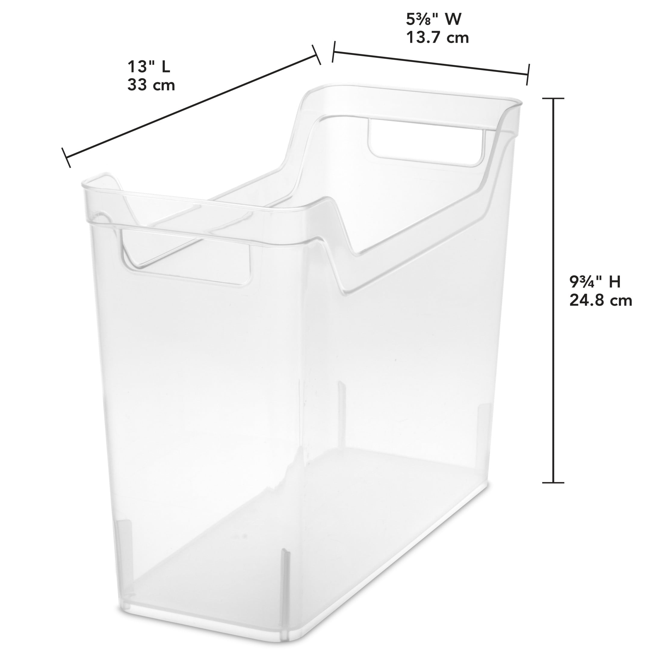 Sterilite Narrow Shelf Bin, Clear Plastic Open Storage Containers, Multi-purpose Organizers, 6 Count