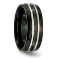 thumbnail image 4 of Titanium Grooved 8mm Black IP-plated Brushed & Polished Band, 4 of 6