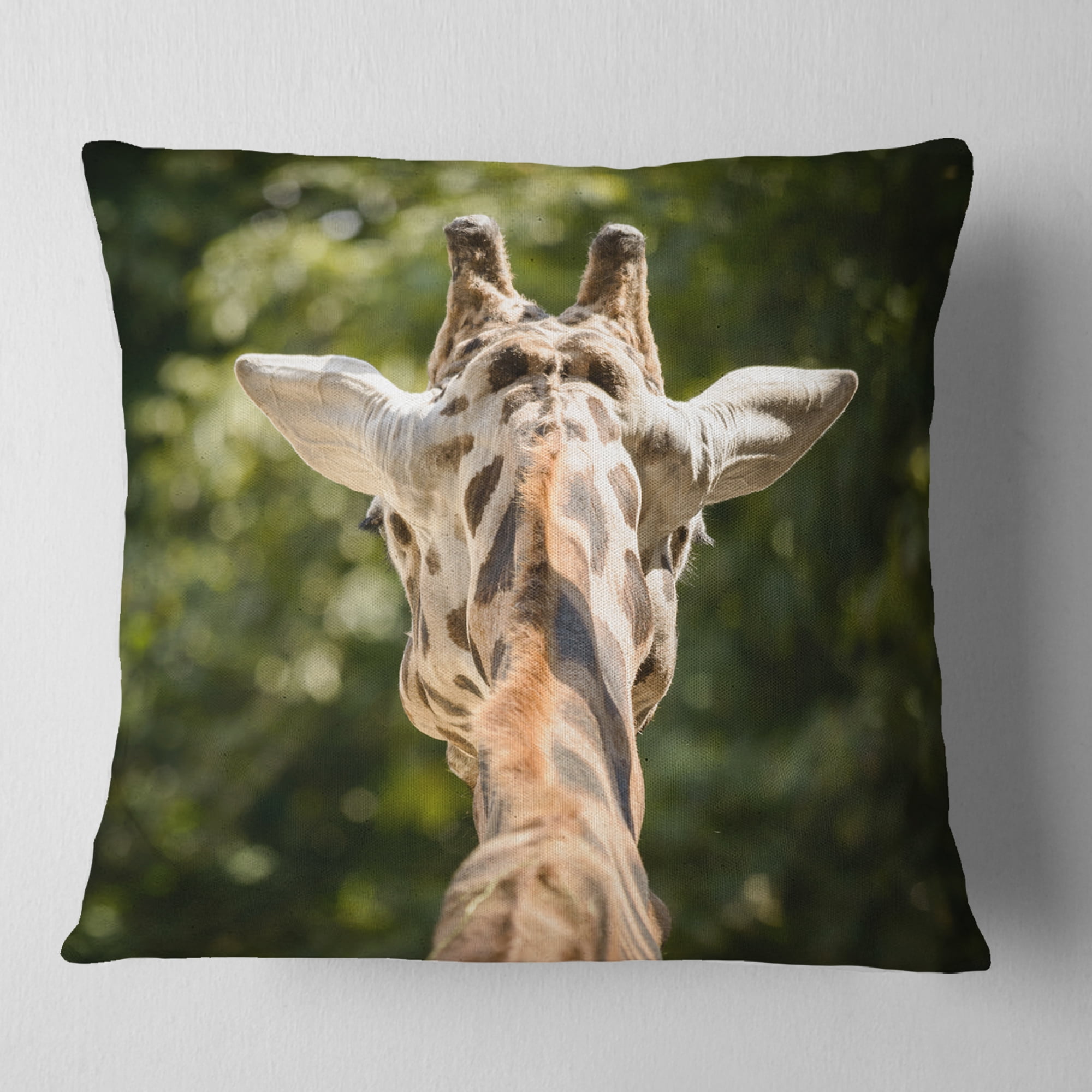 Designart Giraffe Head Back View - Abstract Throw Pillow - 18x18