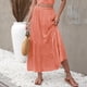 thumbnail image 2 of Moda mujer verano cintura alta sólido Casual una línea volante falda larga Wmkox8yi FGJ1948, 2 of 6