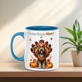 thumbnail image 3 of Happy Thanksgiving Wirehaired Pointing Griffon Turkey Costume Pumpkins Autumn Leaves 11oz Accent Two-tone Mug Dog Lover Coffee Tea Cup - 130144, 3 of 5