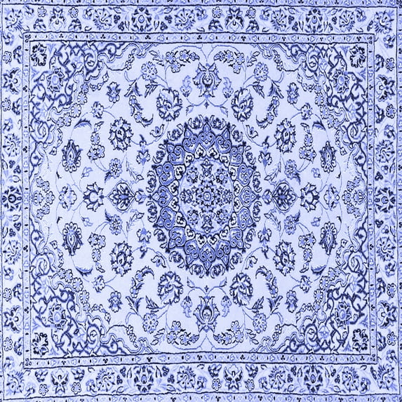 Ahgly Company Indoor Square Medallion Blue Traditional Area Rugs, 5' Square