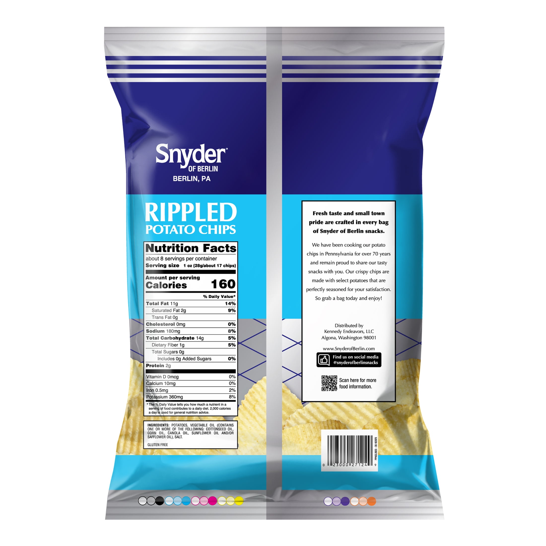 (3 pack) Snyder of Berlin Rippled Potato Chips, Gluten-Free, 7.75 oz Bag