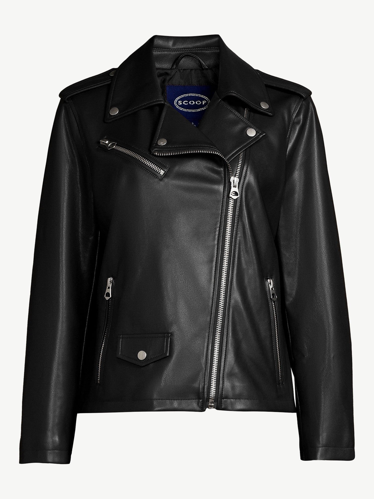 Scoop Women's Faux Leather Moto Jacket   Walmart.com