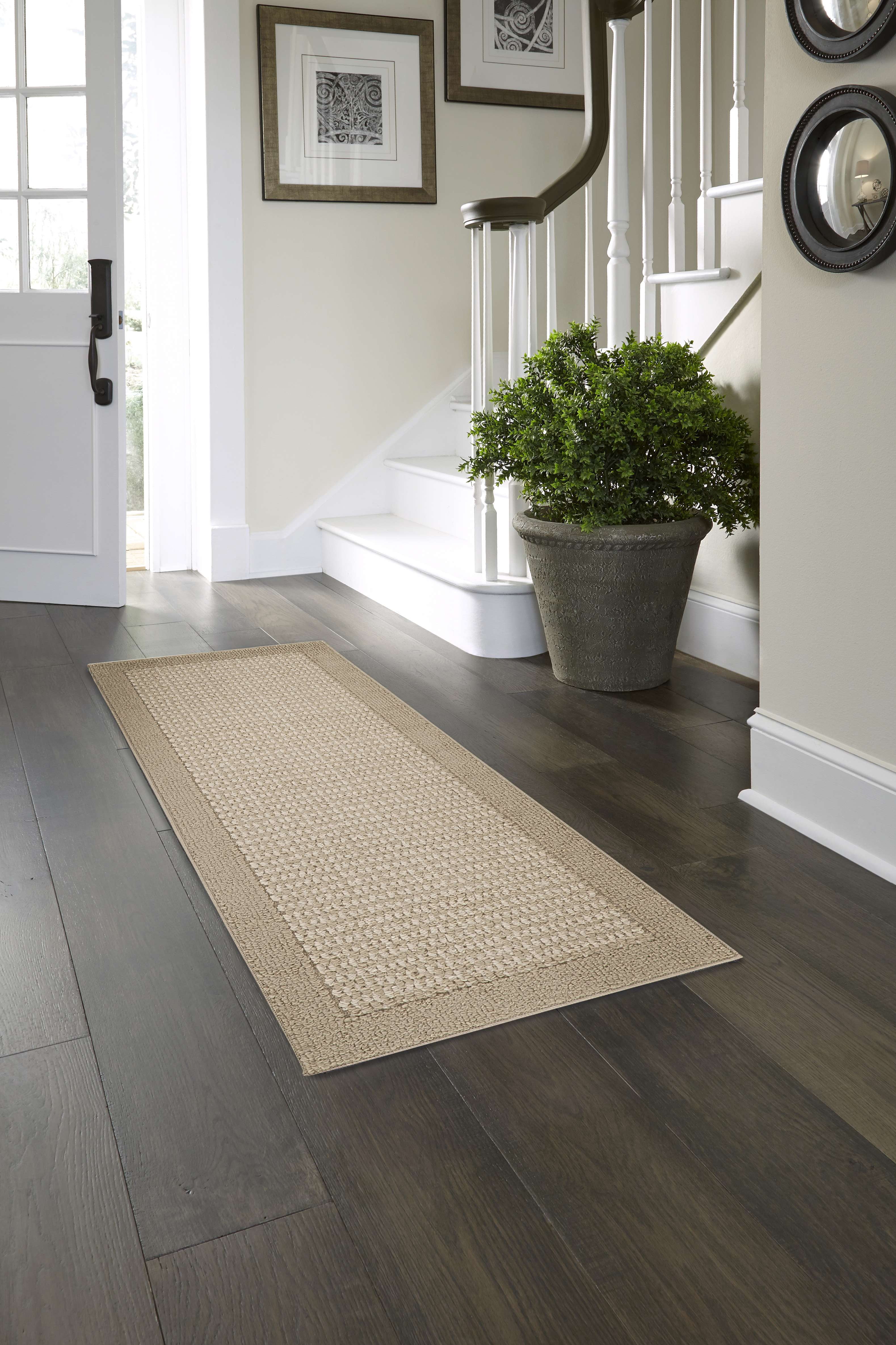 Mainstays Faux Sisal Beige Border Indoor Accent Rug Set, 3-Piece Set