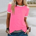 thumbnail image 2 of MSJUHEG Chandail en Molleton pour Femmes Hauts Mode Décontractée Imprimé Col Rond Ample Manches Courtes T-Shirt Blouse Pull Chandail en Molleton Rose L, 2 of 6