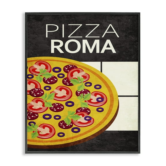 Stupell Industries Pizza Roma Classic Kitchen Food & Beverage Painting Black Framed Art Print Wall Art, 11 x 14