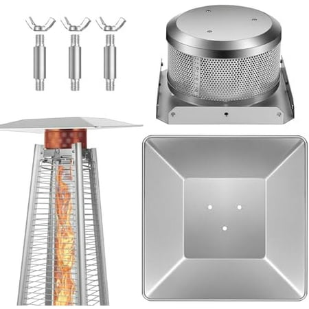2 Pcs Outdoor Patio Heater Replacement Parts Burning Net Emitter Screen and Base 4 Sided Pyramid Patio Heater and Heat Reflector Shield for Most Square Glass Tube Heat$$Garden & Patio