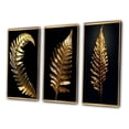 thumbnail image 3 of Designart "Golden Fern Leaf on Black Background II" Ferns Framed Wall Art Set Of 3 - Green Modern Frame Gallery Wall Set For Home Decor, 3 of 6