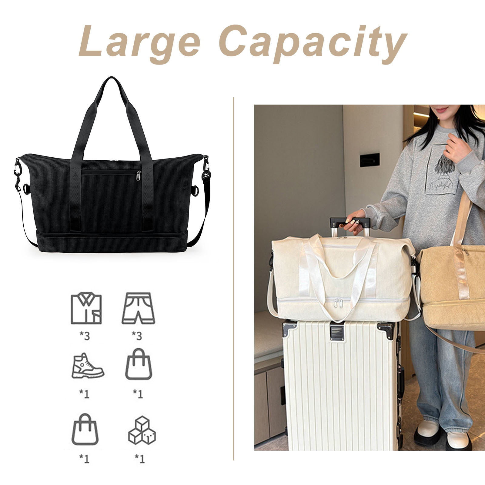 Gynky Travel Duffel Weekender Bags for Women Carry on Large Tote Sport Duffle Hospital Gym Bag for Labor and Delivery Overnight Luggage with Shoe Compartment Trolley Sleeve Wet Pocket